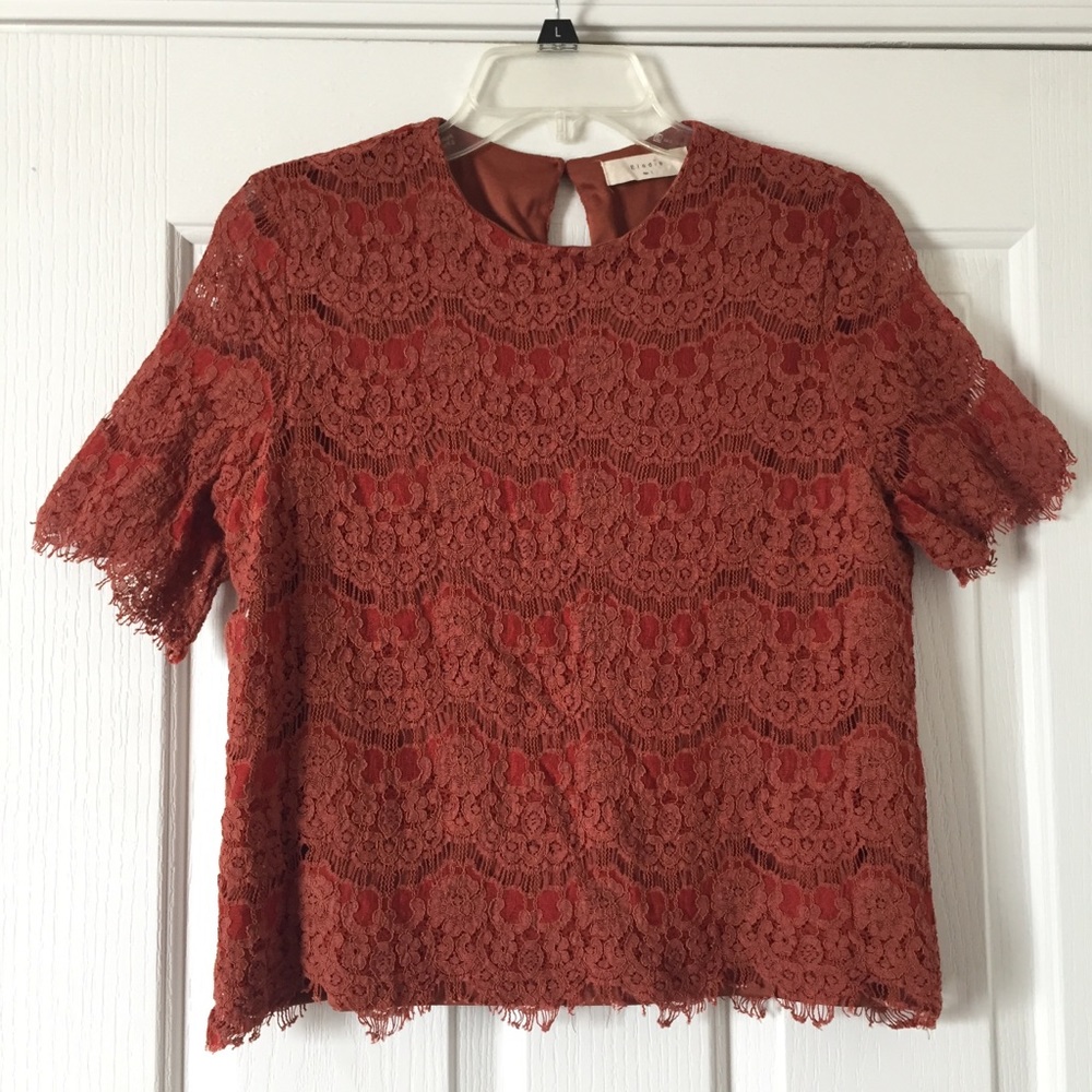 Rust Lace Short Sleeve Top